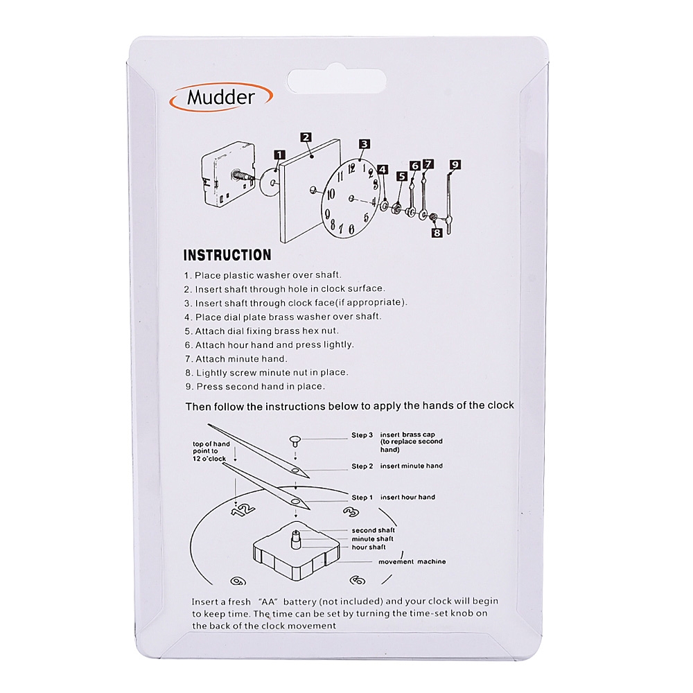 Mudder Quartz Wall Clock Movement Mechanism Golden Hands DIY Repair