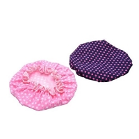 Women Waterproof Shower Cap Double Layer Bath Cap Elastic Band Spa Shower Hat