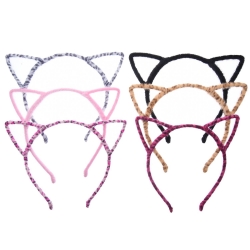 Mudder Cat Ear Headband Hair Band Fluffy Hair Hoop Headband for Party and Daily Decoration, Assorted Colors, 6 Pieces