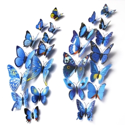 Mudder 24 Pieces 3D Butterfly Stickers Wall Stickers for Home Decoration, Blue