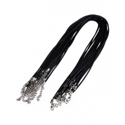 Mudder 20 Pieces Black Braided Leather Cord Rope Necklace Chain with Lobster Claw Clasp 2.0mm