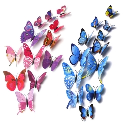 Mudder 3D Butterfly Stickers Wall Stickers for Home, Room Decoration, 24 Pieces (Blue, Rose Red)