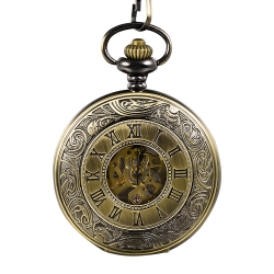 Mudder Vintage Chain Brass Mechanical Movement Pocket Watch for Men and Women