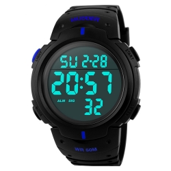 Mudder 5ATM Waterproof Digital Sports Military Multifunctional Dive Wrist Watch, Blue