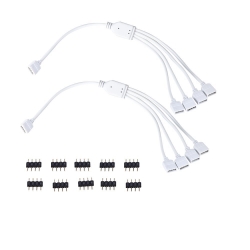 4 Pin Splitter, Mudder 1 to 4 Ports Female Connection Cable for LED RGB Color Changing Strip (2 Pack)