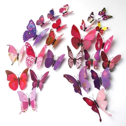 Mudder 3D Butterfly Stickers Wall Stickers for Home, Room Decoration, 24 Pieces (Purple Red)