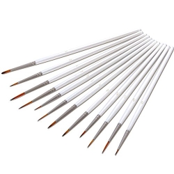Mudder 12 Pieces Detail Paint Brush Set Miniature Artist Painting Brushes for Art Painting, White
