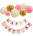 Mudder Happy Birthday Banner Tissue Paper Pom Poms Flower for Birthday Party Decorations