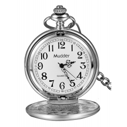 Mudder Classic Smooth Vintage Silver Steel Mens Pocket Watch Xmas Gift