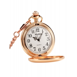 Mudder Classic Smooth Vintage Steel Pocket Watch For Men, Rose Golden