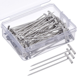 Mudder 70 Pack Wig T-Pins 2 Inch with Plastic Box, Silver