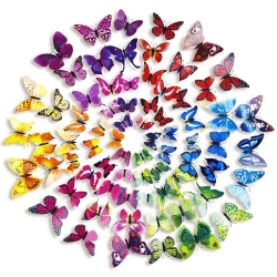 Mudder 6 Colors 3D Butterfly Stickers Wall Stickers for Home and Room Decoration, 72 Pieces