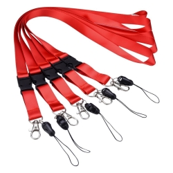 Mudder 5 Pack Neck Lanyards with Detachable Buckle for Mobile Cell Phones, Music Devices, USB Flash Drives, Keys, ID Card (Red)