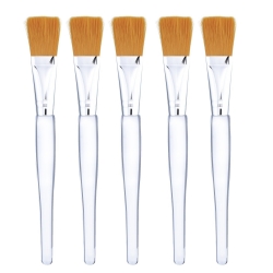 Mudder Facial Mask Brush Makeup Brushes Cosmetic Tools with Clear Plastic Handle, 5 Pack (Silver)