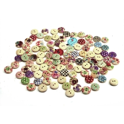 Mudder Mixed Colors Round DIY Wooden Buttons for Sewing and Crafting, 102 Pieces