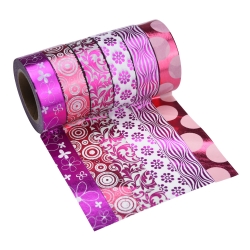 Mudder Washi Masking Tape Set, Adhesive Paper Tape for Crafts, Set of 6 (Hot Pink)