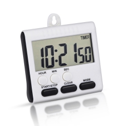 Mudder Magnetic Alarm Digital Kitchen Timer 24 Hours Clock Timer with Stand, Big Screen (White-black)